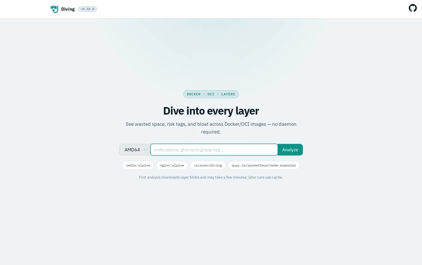 Diving 页面快照